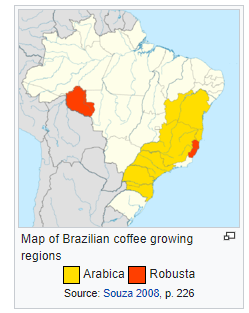brazil kávé térkép